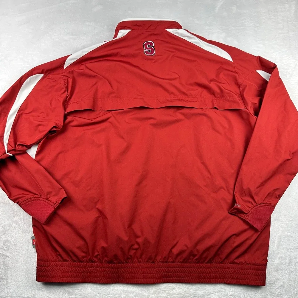 Nike Team Stanford University 1/4 Zip Windbreaker Mens XL Red Storm Fit NikeFIT